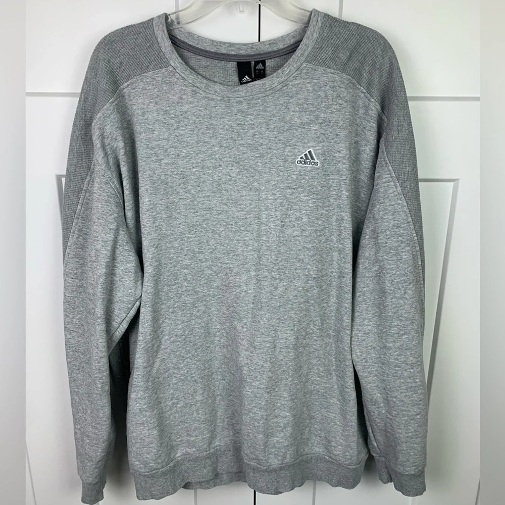 Adidas Men’s XL Ribbed Crew Neck Sweatshirt Gray